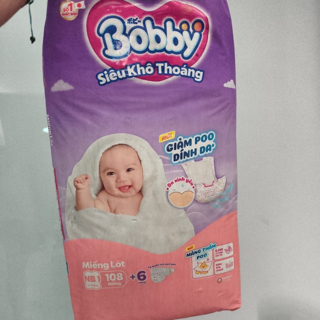 Miếng lót sơ sinh Bobby NB1-108miếng cho trẻ dưới 1tháng