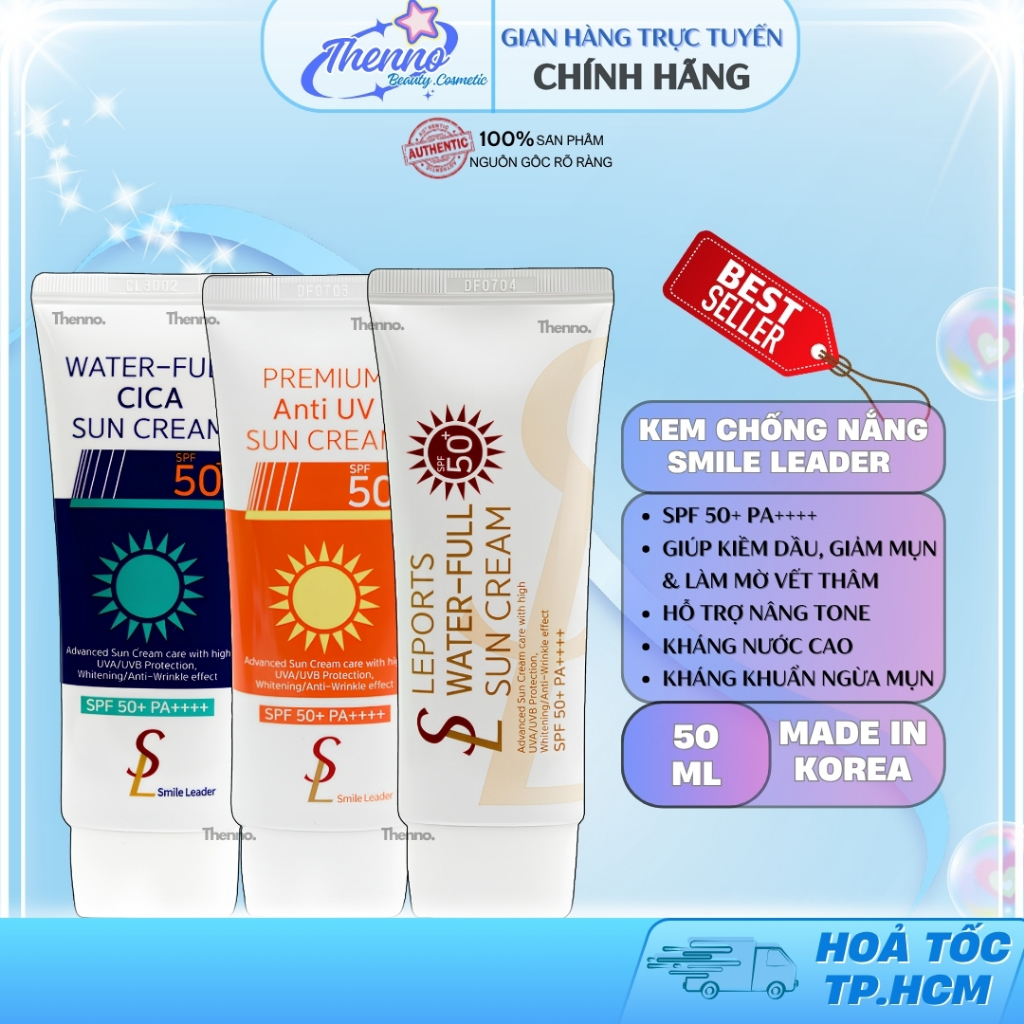 Kem Chống Nắng Vật Lí Lai Hoá Học Cho Mọi Loại Da Smile Leader Sun Cream SPF 50+++ 60ml Chính Hãng H