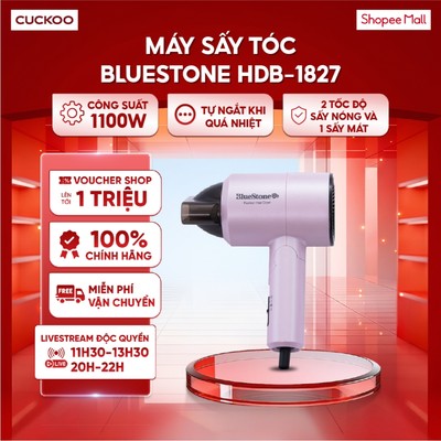 Máy sấy tóc Bluestone HDB-1827 - Công suất 1100W - 2 tốc độ sấy nóng và 1 sấy mát bảo vệ tóc
