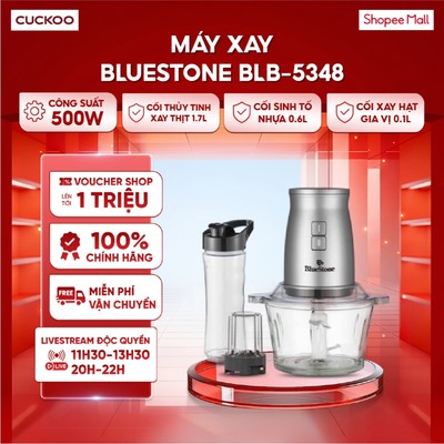 Máy xay đa năng BlueStone BLB-5348 500W- Cối thủy tinh xay thịt 1.7L, cối sinh tố nhựa 0.6L, cối xay hạt gia vị 0.1L