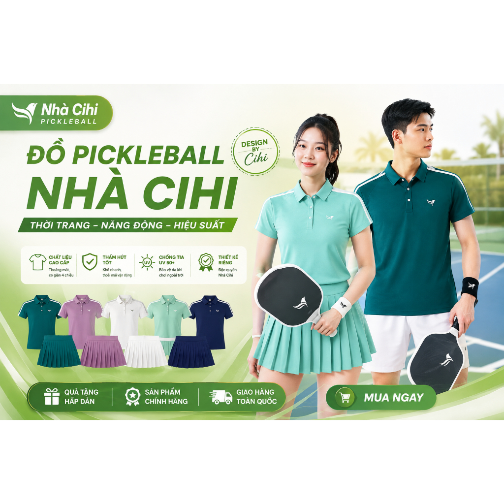 ÁO & VÁY PICKLEBALL NHÀ CIHI | Thời Trang Thể Thao Cao Cấp | Co Giãn 4 Chiều | Thấm Hút Mồ Hôi