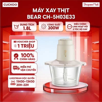 Máy xay thịt Bear 1.8L CH-5H03E33 - Công suất 300W - Điều chỉnh linh hoạt với 2 tốc độ xay - Cối thủy tinh