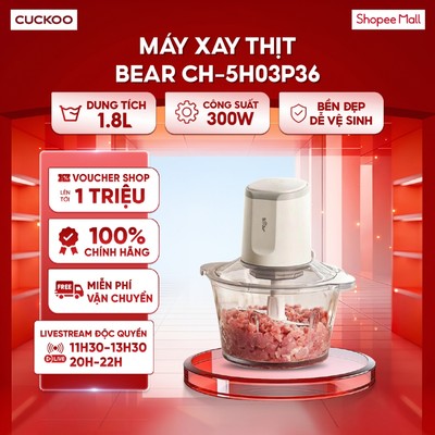 Máy xay thịt Bear 1.8L CH-5H03P36 - Công suất 300W - Xay nhanh, mịn, tiết kiệm thời gian - Bền đẹp, dễ vệ sinh