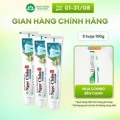 Combo 3 tuýp Kem đánh răng dược liệu Ngọc Châu chuyên gia 100g