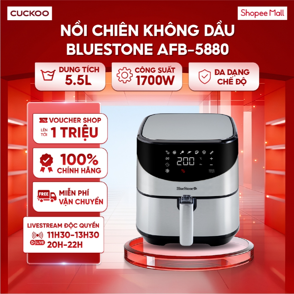 Nồi Chiên Không Dầu BlueStone AFB-5880 5.5 Lít 1700W