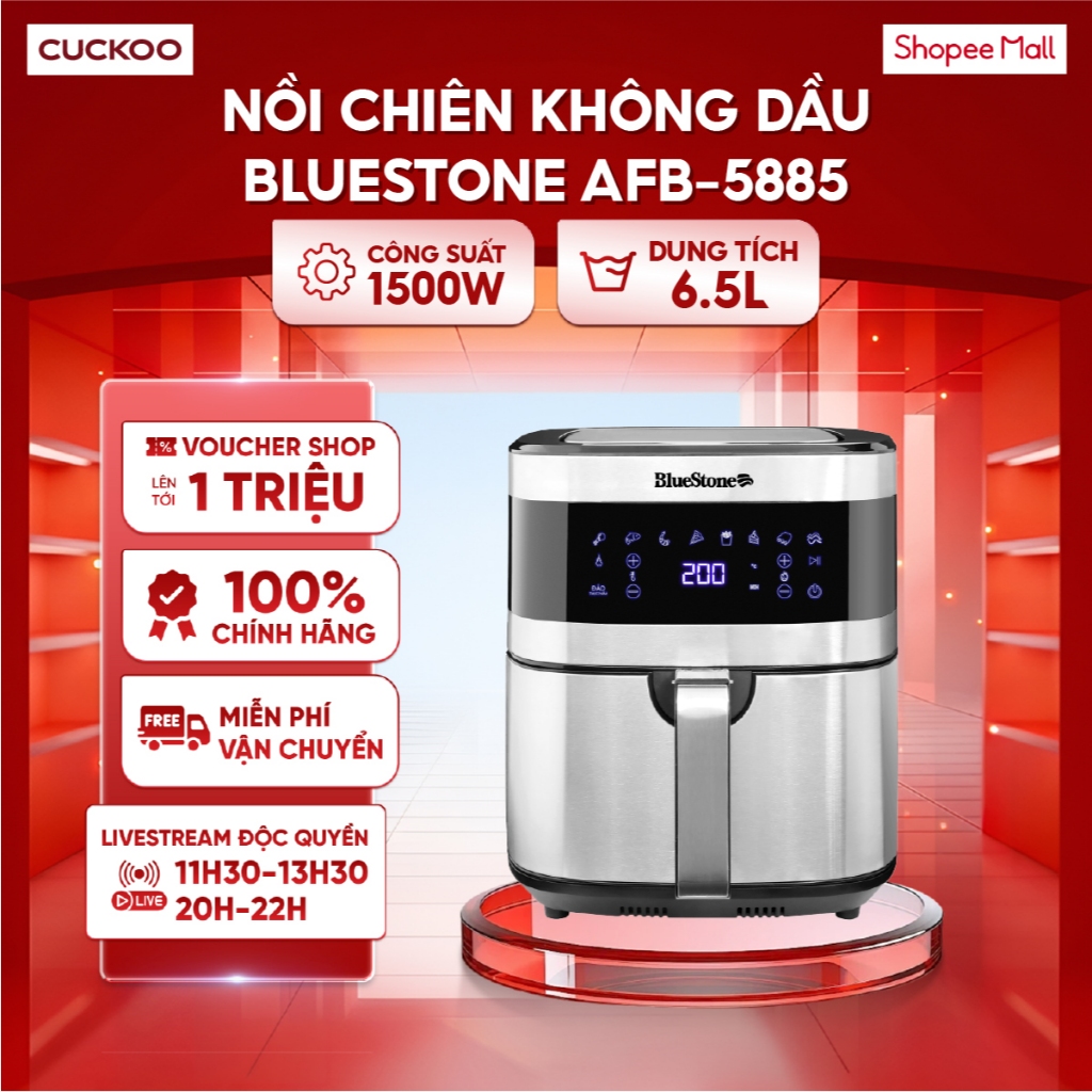 Nồi Chiên Không Dầu BlueStone AFB-5885 6.5 Lít 1500W