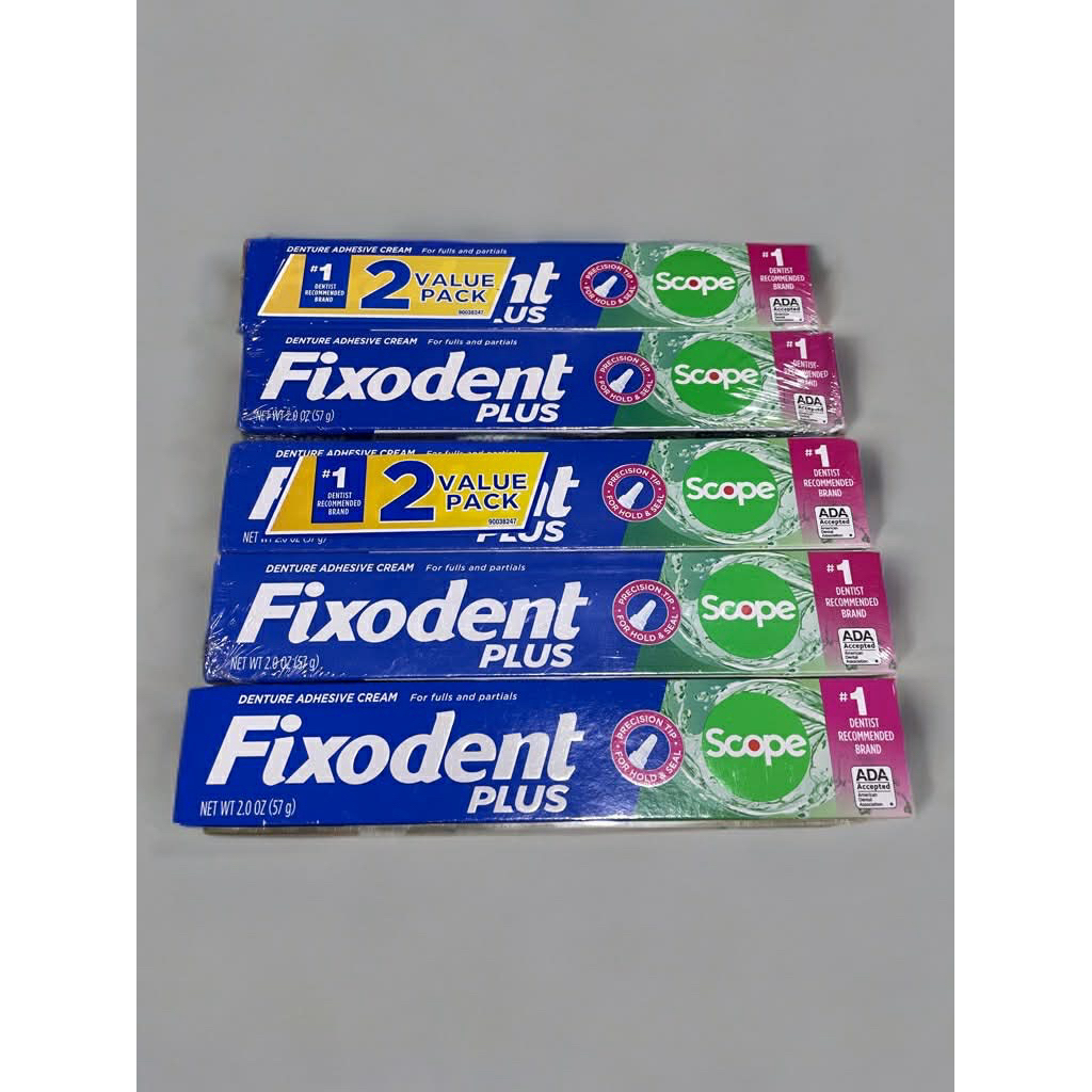 Keo dán hàm tháo lắp Fixodent Plus Scope vị bạc hà 57g