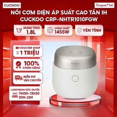 Nồi cơm điện áp suất cao tần IH Cuckoo CRP-NHTR1010FGW 1.8L - Yên tĩnh - Nấu nhanh, nhiều chế độ nấu