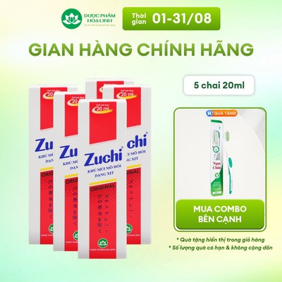Combo 5 Xịt khử mùi Zuchi Original 20ml (màu đỏ)– Khô thoáng, thơm nhẹ
