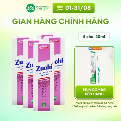 Combo 5 lọ Zuchi Alcohol Free 20ml(màu tím) – Xịt khử mùi cơ thể không cồn, dịu nhẹ cho da