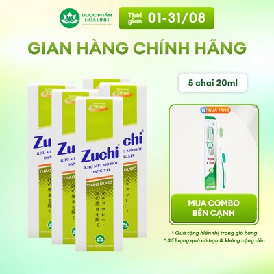 Combo 5 Xịt khử mùi cơ thể Zuchi Herbs 20ml (màu xanh lá)– Hương thơm thảo dược, khô thoáng suốt ngày