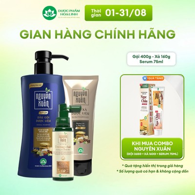 Combo Dầu gội Nguyên Xuân sạch gàu 365g KM 35ml+ Dầu xả Nguyên Xuân 160g + Serum Nguyên Xuân 75ml KM 15ml