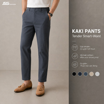 Quần Kaki Dài Nam 5S FASHION Chất Cotton Cạp Tăng Đơ Co Giãn,Trơn Basic Lịch Lãm M0QKK25013