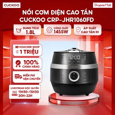 Nồi cơm điện cao tần Cuckoo CRP-JHR1060FD - Lòng nồi chống dính dung tích 1.8L - Công suất 1455W - Áp suất cao tần IH