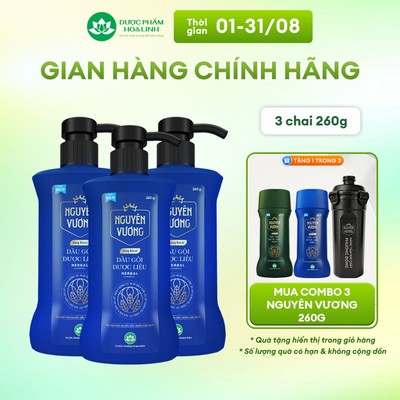 Combo 3 chai dầu gội dược liệu Nguyên Vương Sảng khoái dành cho nam chai 260g - Dành cho tóc nam giới dầu bết, gàu ngứa