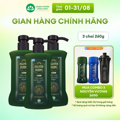 Combo 3 chai dầu gội dược liệu Nguyên Vương lịch lãm dành cho nam chai 260g - Dành cho tóc nam giới khô xơ, hư tổn