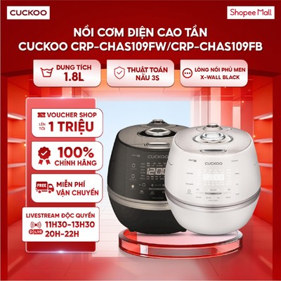 Nồi cơm điện cao tần Cuckoo Lòng nồi inox 1.8L CRP-CHAS109FW/CRP-CHAS109FB - Auto Steam Cleaning