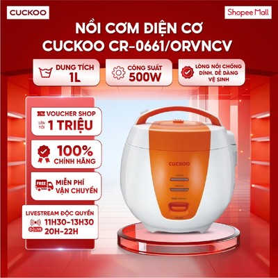 Nồi cơm điện cơ 1L Cuckoo CR-0661/ORVNCV - Công suất 500W - Lòng nồi chống dính, dễ dàng vệ sinh