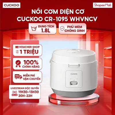 Nồi cơm điện cơ Cuckoo CR-1095 WHVNCV - Dung tích 1.8L - Lòng nồi phủ mem chống dính - Có Xửng hấp - BH 12 Tháng