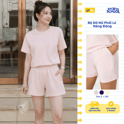 [KOL/KOC] Bộ đồ thun nữ YODY set áo quần lưng chun phối viền năng động, cotton thoáng mát WCST26S023