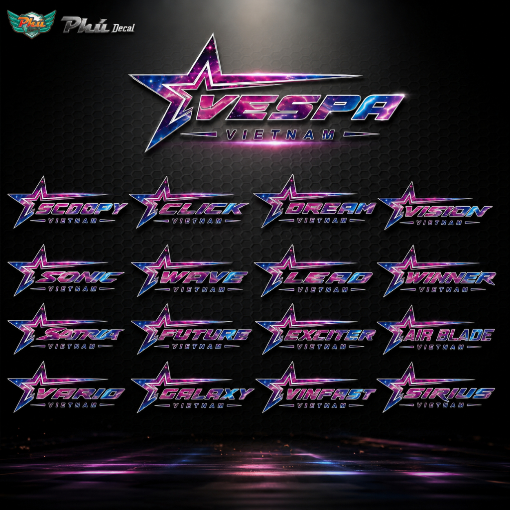 Tem Dán Các Dòng  Xe , Winner , Vario , Sh , LEAD , Wave , Exciter , Vespa ..vv UV DTF