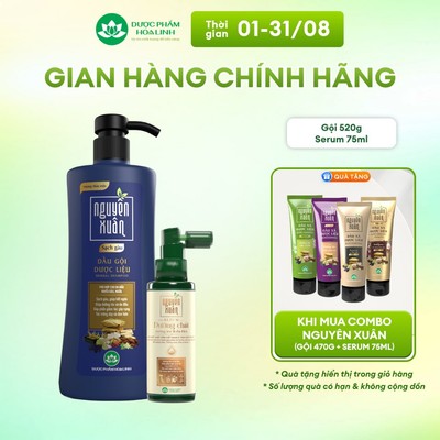 Combo Dầu gội Nguyên Xuân sạch gàu 470g KM 50g + Serum Nguyên Xuân 75ml KM 15ml