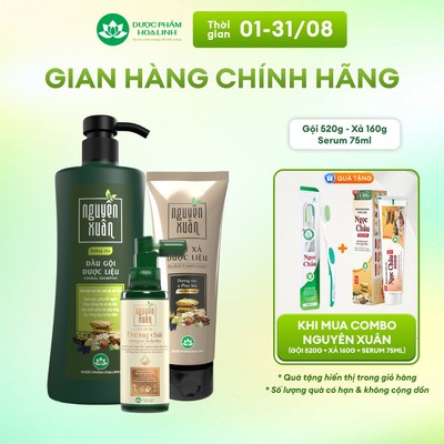 Combo Dầu gội Nguyên Xuân dưỡng tóc 470g KM 50g+ Dầu xả Nguyên Xuân 160g + Serum Nguyên Xuân 75ml KM 15ml