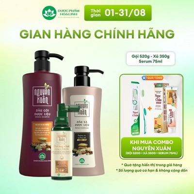 Combo Dầu gội Nguyên Xuân nâu 470g KM 50g+ Dầu xả Nguyên Xuân 318g + Serum Nguyên Xuân 75ml KM 15ml