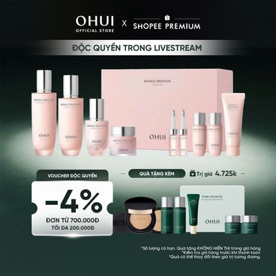 [Lucie x OHUI] Bộ dưỡng ẩm căng mượt sáng da toàn diện 9 món OHUI Miracle Moisture Pink Barrier Set 440ml