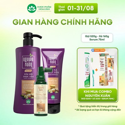 Combo Dầu gội Nguyên Xuân chắc khỏe 470g KM 50g+ Dầu xả Nguyên Xuân chắc khỏe 160g + Serum Nguyên Xuân 75ml KM 15m -