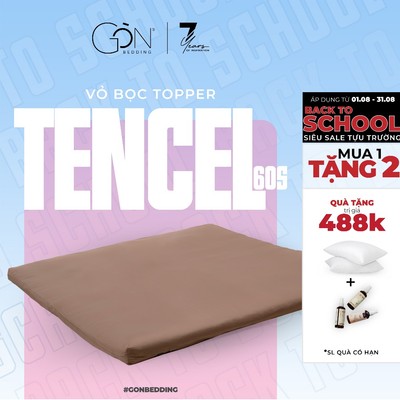 Vỏ Ga Bọc Nệm Topper Gòn Bedding Lụa Tencel 60s Cao Cấp Màu Trơn Hai Mặt Nhiều Kích Thước