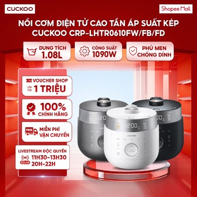 Nồi cơm điện tử cao tần áp suất kép Cuckoo CRP-LHTR0610FW/FB/FD 1.08 Lít - Tiết kiệm năng lượng - Phủ men chống dính