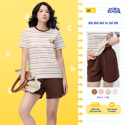 Bộ đồ thun nữ YODY set quần short áo phông chất cotton thoáng mát WCST26S016