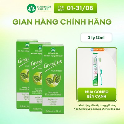 Combo 3 Xịt Thơm Miệng Greelux Fresh Mint Cool (Vị cay mát nhẹ nhàng)