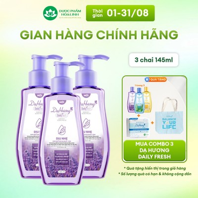 Combo 3 chai dung dịch vệ sinh Dạ Hương Daily Fresh Dịu nhẹ 145ml - Phù hợp cho DA NHẠY CẢM