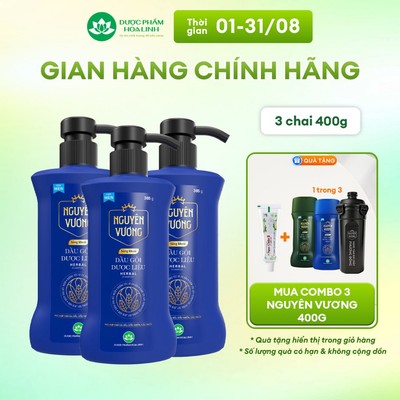 Combo 3 chai Dầu gội dược liệu Nguyên Vương Sảng khoái dành cho nam 365g tặng 35g - hương sảng khoái