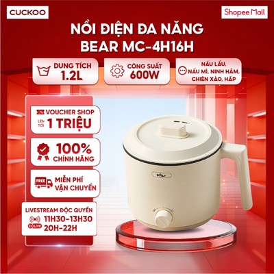 Nồi điện đa năng Bear MC-4H16H 1.2L - Công suất 600W - Nấu lẩu, Nấu mì, Ninh hầm, Chiên xào, Hấp