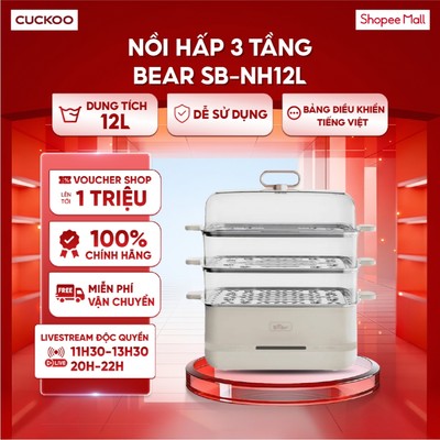 Nồi hấp Bear 3 tầng đa năng 12L SB-NH12L - Bảng điều khiển tiếng Việt - Dễ sử dụng