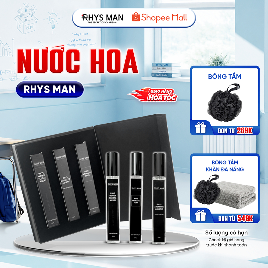 Nước hoa nam RHYS MAN lịch lãm, đẳng cấp, lưu hương tới 12h 10ml/chai