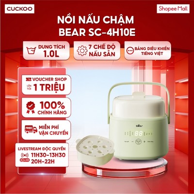 Nồi nấu chậm Bear SC-4H10E 1.0L - 7 chế độ nấu sẵn - Giữ ấm 24h - Bảng điều khiển tiếng Việt
