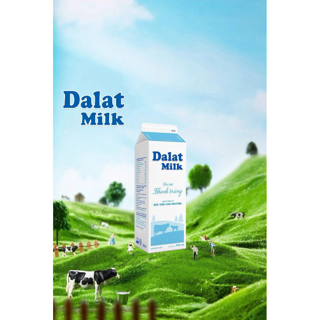 [Có sẵn]SỮA TƯƠI THANH TRÙNG DALAT MILK NGUYÊN CHẤT HỘP 950ml  Thơm ngon, nguyên chất