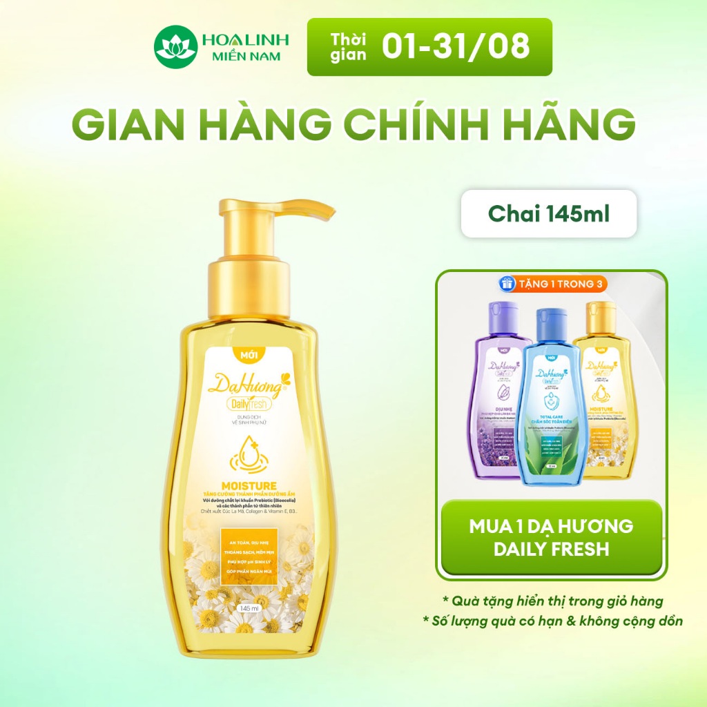 Dung dịch vệ sinh Dạ hương Daily Fresh Moisture - Tăng cường thành phần DƯỠNG ẨM 145ml