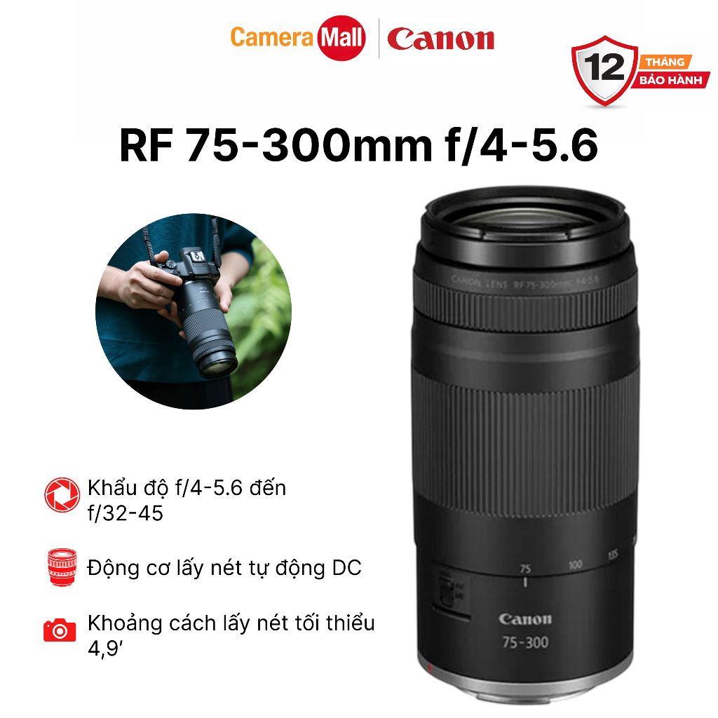 Canon RF 75-300mm F4-5.6 – Lens Tele Zoom Chính Hãng