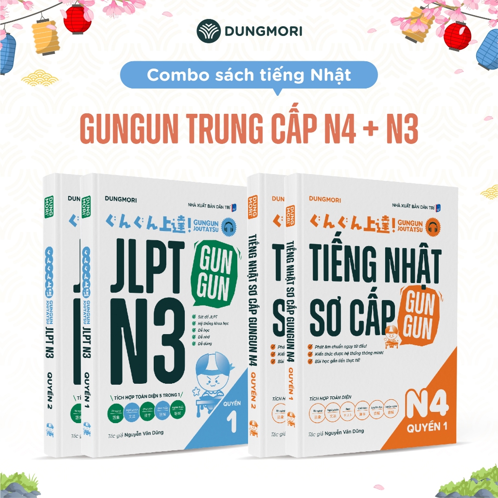 Combo Tiếng Nhật JLPT N4 + N3 Gungun Joutatsu - Tự Học Tiếng Nhật Dũng Mori