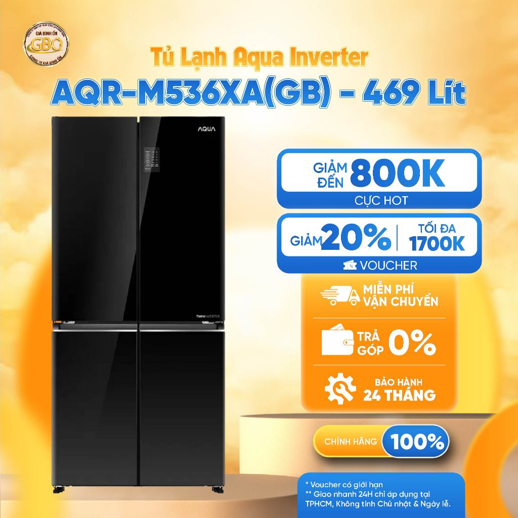 AQR-M536XA(GB) - Tủ Lạnh Aqua Inverter 469 Lít Multi Door