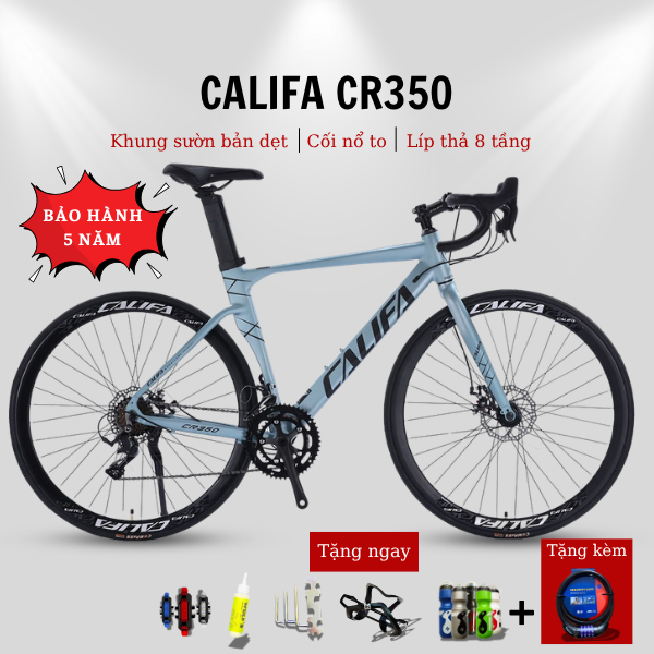 Xe Đạp Đua CALIFA CR350 Khung Nhôm Dây Âm Sườn L-TWOO R3 16 Tốc Độ Phanh Đĩa Cơ