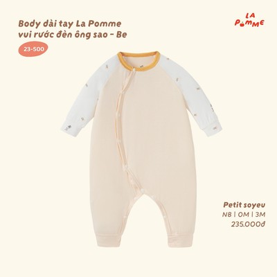 Body dài tay La Pomme vui rước đèn ông sao - Sợi Petit Soyeu thoáng mát - Bé trai/gái - NB - 3M
