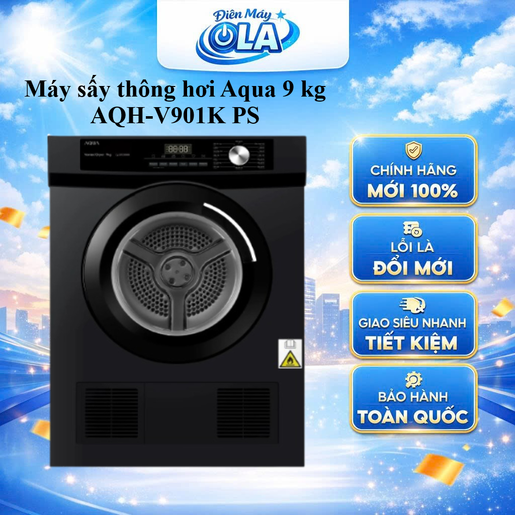 (TOÀN QUỐC) - AQH-V901K(PS) - Máy sấy thông hơi Aqua 9 kg AQH-V901K PS