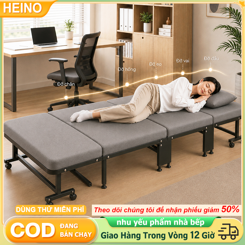 💥Giường Gấp Ngủ Trưa Văn Phòng Có Bánh Xe Di Chuyển Khung Thép Chắc Chắn cho dân văn phòng ngủ trưa