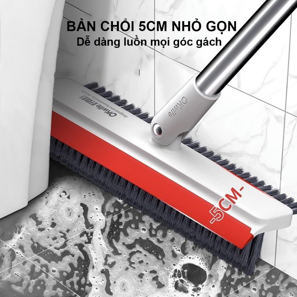 Cây Chà Sàn Nhà Tắm OKwife Chống Gỉ, Chà Và Gạt Nước 2 Trong 1 Tiện Lợi